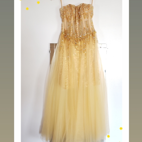 JJs house A-line Sweetheart Floor-Length Tulle Sequin Prom Dresses With Beading - Picture 5 of 16